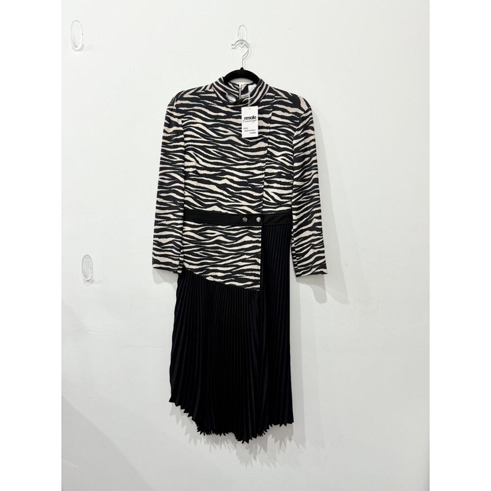 A.L.C Peyton Zebra Stripe Print Pleated Midi Dres… - image 2